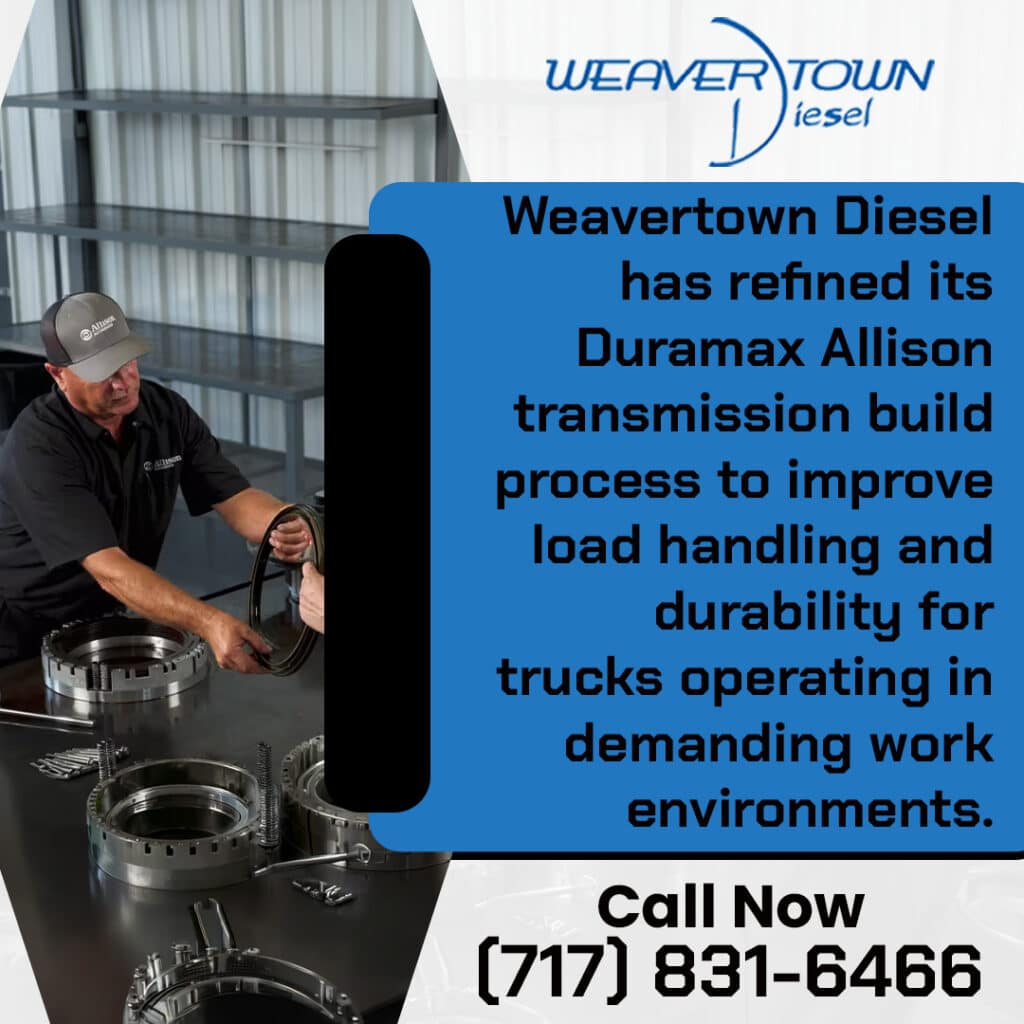 Weavertown Diesel Duramax Allison transmission build process for improved load handling and durability